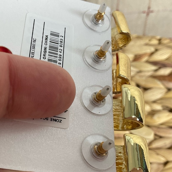 SugarFix by Baublebar Earring Sets Gold Tone Small Hoops Hearts Pearls Stones - Picture 7 of 9